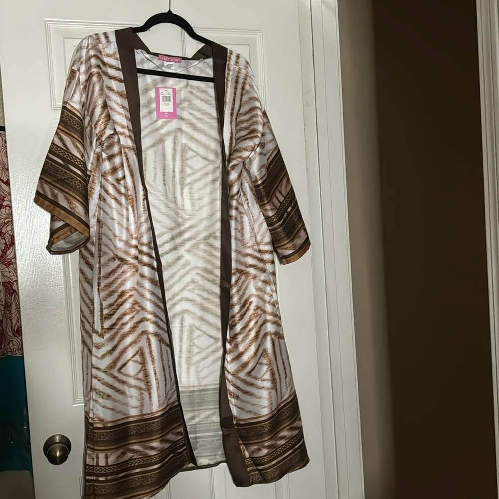 NWT Sassy Jones Multi Color Print Wrap. Brn, Cream Aztec Animal. Coverup…